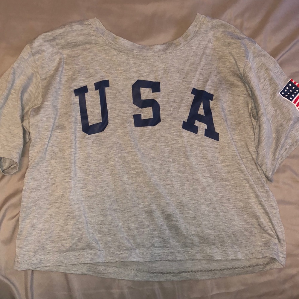 USA gray Crop Top